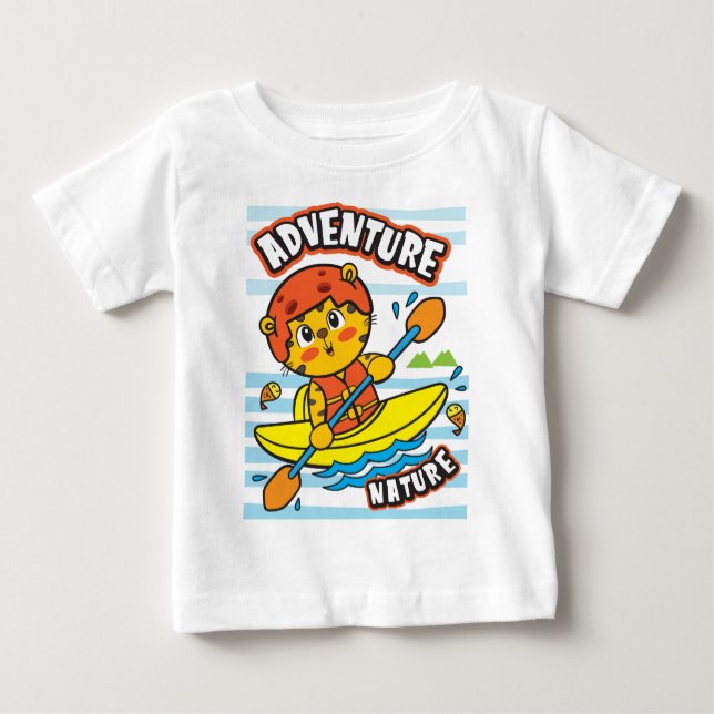 T-shirt Pour Bébé Kayak de tigre (Devant)