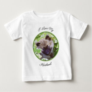 T-shirt Pour Bébé Keeshond Puppy in the Garden Peinture Art original