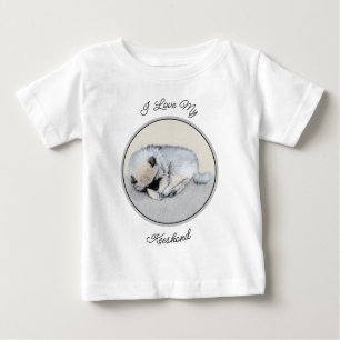 T-shirt Pour Bébé Keeshond Sleeping Puppy Peinture Chien Art origina