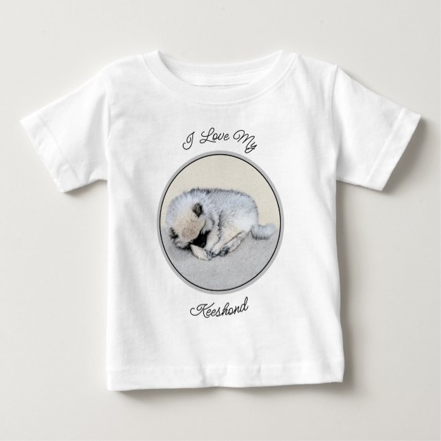 T-shirt Pour Bébé Keeshond Sleeping Puppy Peinture Chien Art origina (Devant)