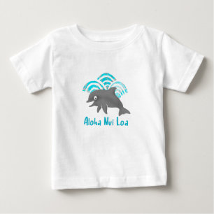 T-shirt Pour Bébé Keiki Aquarelle Dauphin Vague