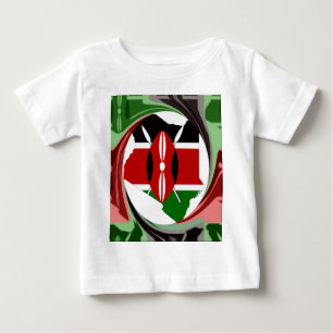 T-shirt Pour Bébé Kenya Célébration drapeau coloré Carte vectorielle