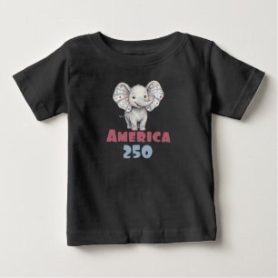 T-shirt Pour Bébé Kids America 250, Eléphant Patriotique