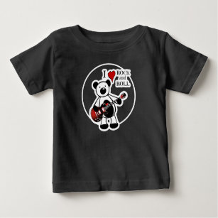 T-shirt Pour Bébé Kids Cute Guitare Teddy Bear Rock et Roll Rocker