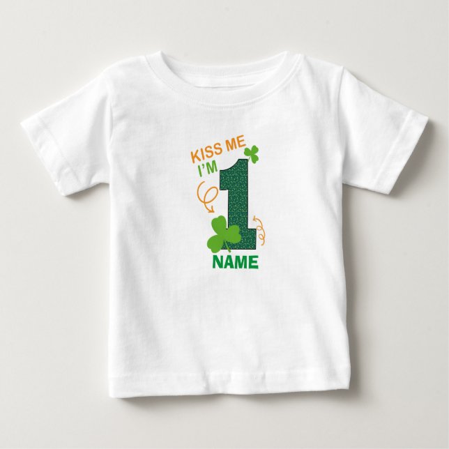 T-shirt Pour Bébé Kiss Me I'm anniversaire 1er St.Patricks Irish (Devant)