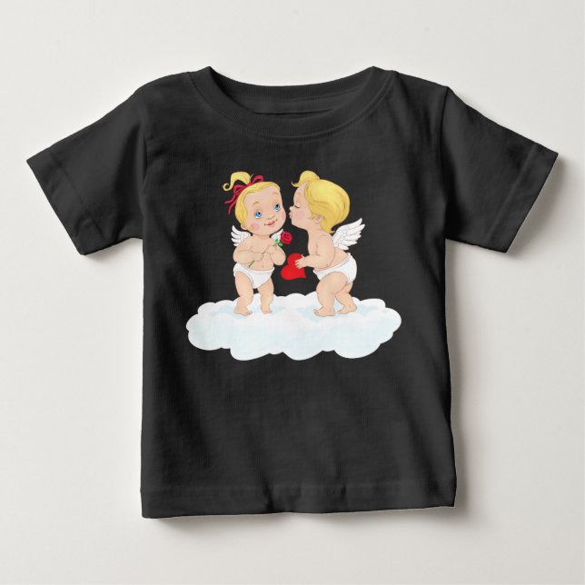 T-shirt Pour Bébé Kissing Cupids Saint Valentin (Devant)