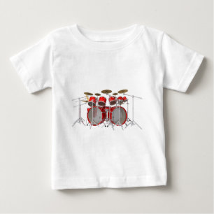 T-shirt Pour Bébé Kit de batterie rouge : 10 pièces :