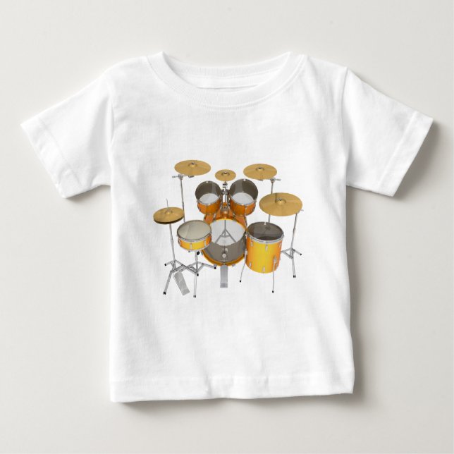 T-shirt Pour Bébé Kit de tambour or/jaune : (Devant)