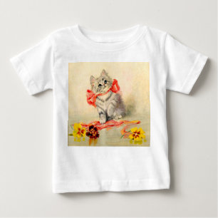 T-shirt Pour Bébé Kitten avec ruban rouge