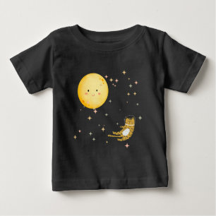 T-shirt Pour Bébé Kitty dormant et la lune