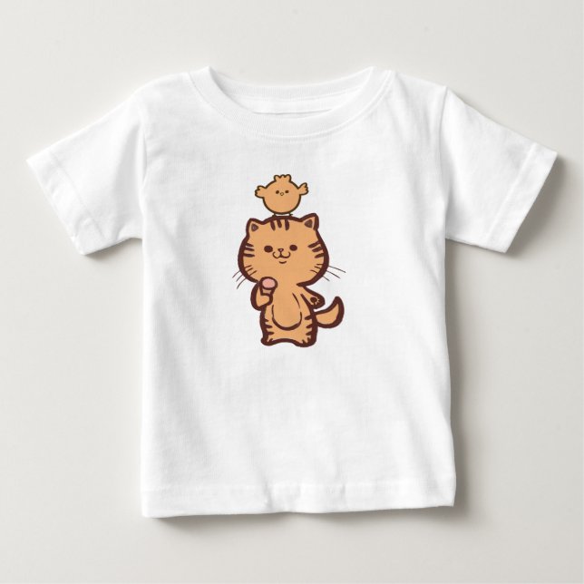 T-shirt Pour Bébé Kitty et Little poulet (Devant)