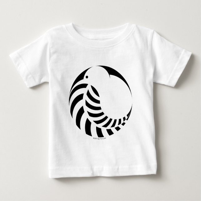 T-shirt Pour Bébé Kiwi de NZ/emblème fougère argentée (Devant)