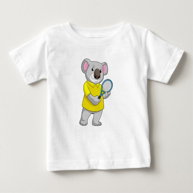 T-shirt Pour Bébé Koala à Tennis avec raquette de tennis (Devant)