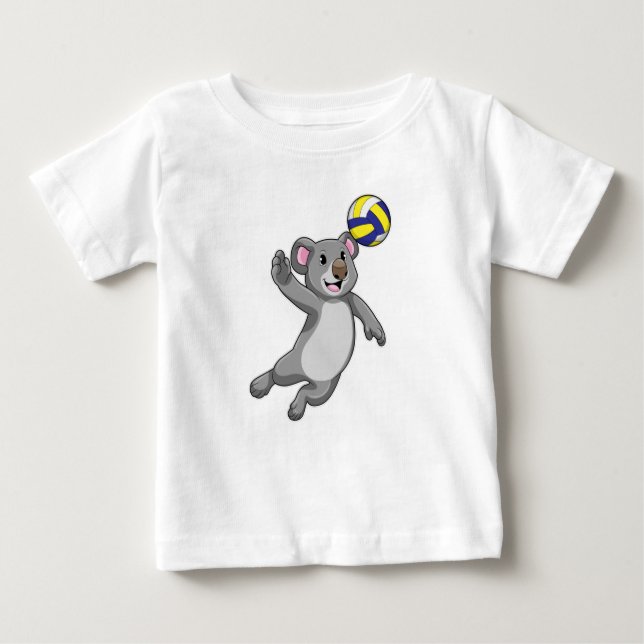 T-shirt Pour Bébé Koala comme joueur de volleyball avec volleyball (Devant)