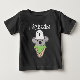 T-shirt Pour Bébé Koala Halloween Ghost I Scream Ice Cream Pun