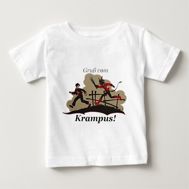 T-shirt Pour Bébé Krampus pourchasse l'enfant (Devant)