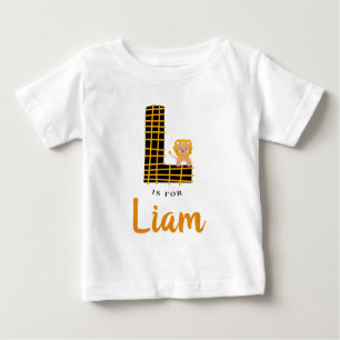 T-shirt Pour Bébé L est pour Liam (ou votre nom CUSTOM L) Lion Jungl