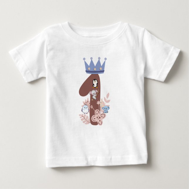 T-shirt Pour Bébé La 1ère chemise anniversaire du Little King" (Devant)