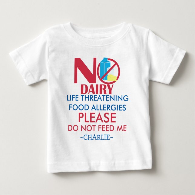 T-shirt Pour Bébé La chemise personnalisée d'allergie de laiterie, (Devant)