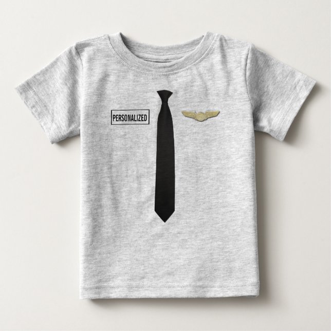 T-shirt Pour Bébé La chemise pilote personnalisée, aviation badine (Devant)