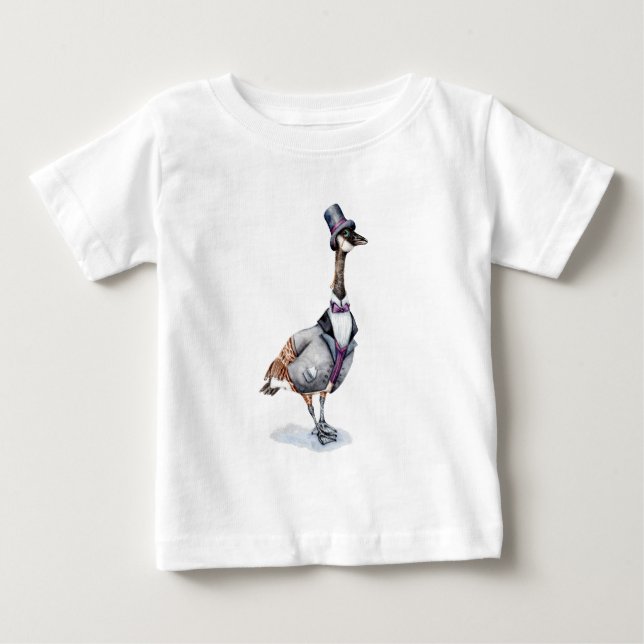 T-shirt Pour Bébé La douce oie victorienne dans un chapeau supérieur (Devant)
