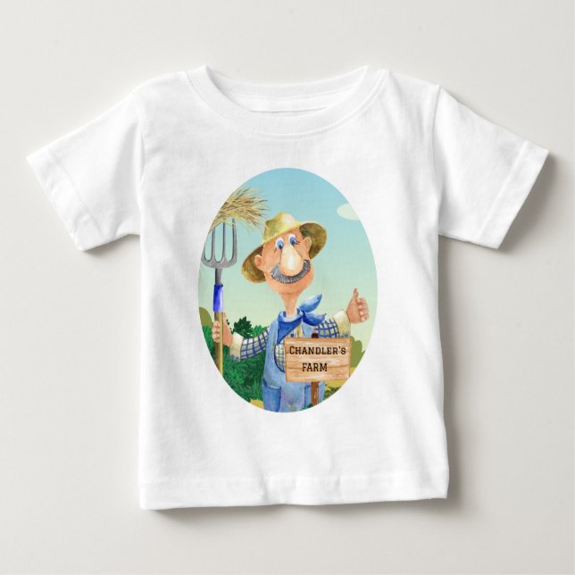 T-shirt Pour Bébé La ferme personnalisée de MacDonald le vieux migno (Devant)
