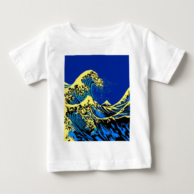 T-shirt Pour Bébé La Grande vague Hokusai dans le style Art Pop Bleu (Devant)