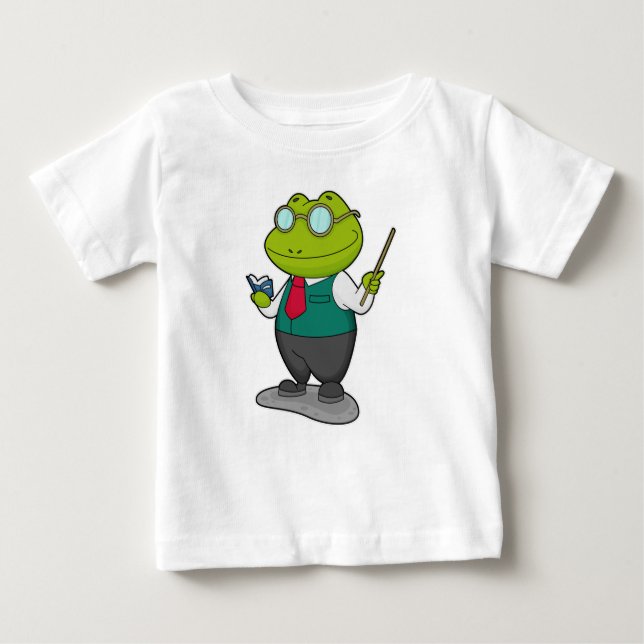 T-shirt Pour Bébé La grenouille comme enseignant avec livre (Devant)