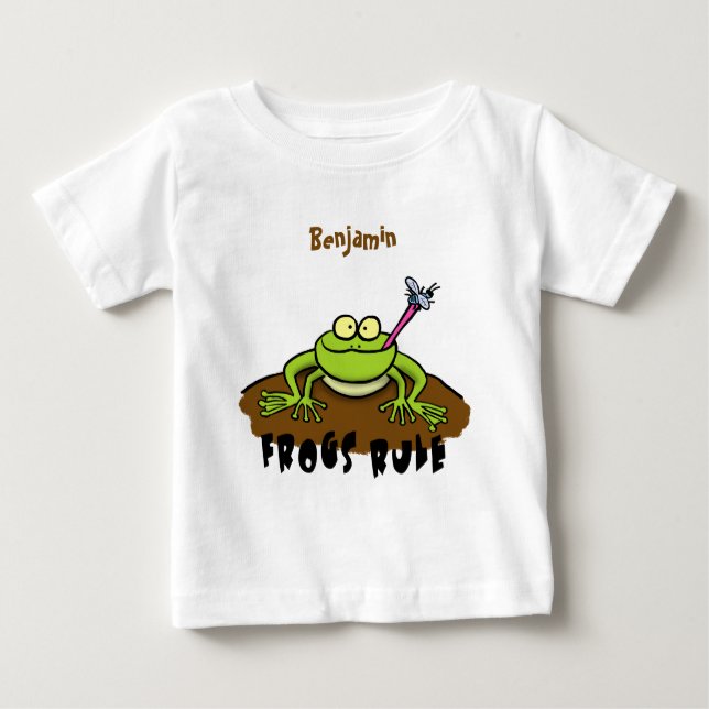 T-shirt Pour Bébé La grenouille règle drôle dessin de grenouille ver (Devant)
