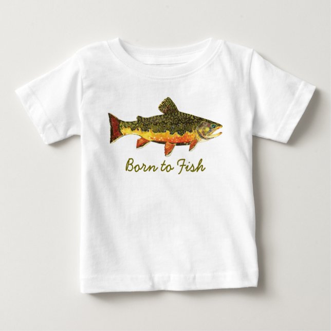 T-shirt Pour Bébé La pêche à la truite "née du poisson" (Devant)