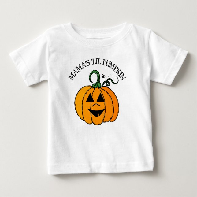 T-shirt Pour Bébé La petite chemise d'Halloween de maman Citrouille (Devant)