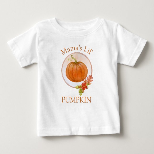 T-shirt Pour Bébé La petite citrouille de maman | 1er Thanksgiving d (Devant)