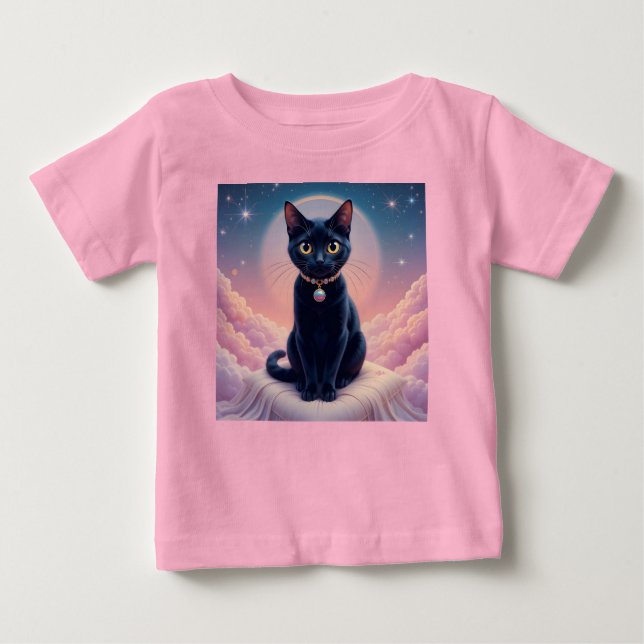 T-shirt Pour Bébé La Reine Du Ciel De Chat Noir (Devant)