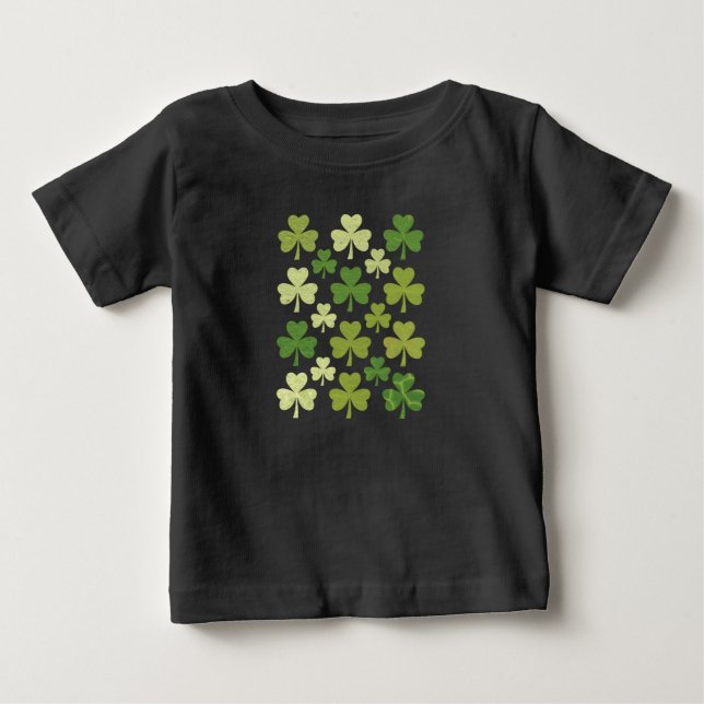 T-shirt Pour Bébé La Saint-Patrick Cœur Trèfle Chanceux Trèfle  (Devant)