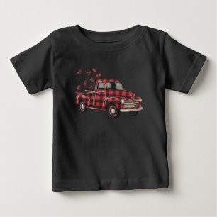 T-shirt Pour Bébé La Saint-Valentin Camion Drôle Buffalo Plaid Léopa