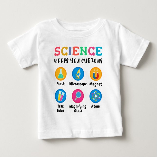 T-shirt Pour Bébé La science vous garde curieux (Devant)
