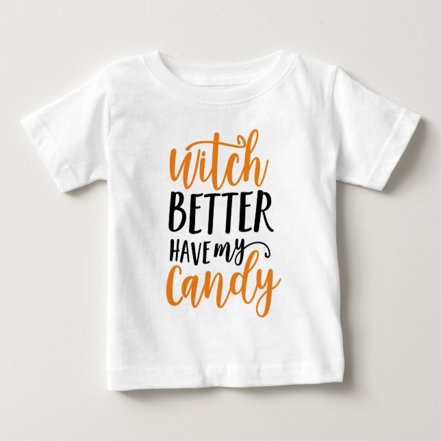 T-shirt Pour Bébé La sorcière meilleure prennent ma sucrerie (Devant)