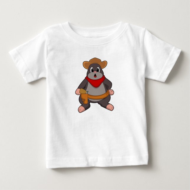 T-shirt Pour Bébé La taupe en cowboy (Devant)