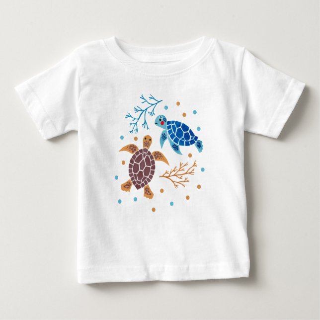 T-shirt Pour Bébé La tortue de mer (Devant)
