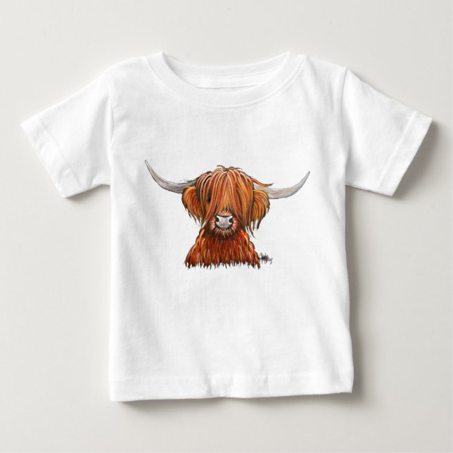 T-shirt Pour Bébé La vache écossaise Hairy Highland ' HARLEY '. (Devant)