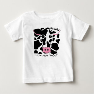 T-shirt Pour Bébé La vache indique le "MOO ! "