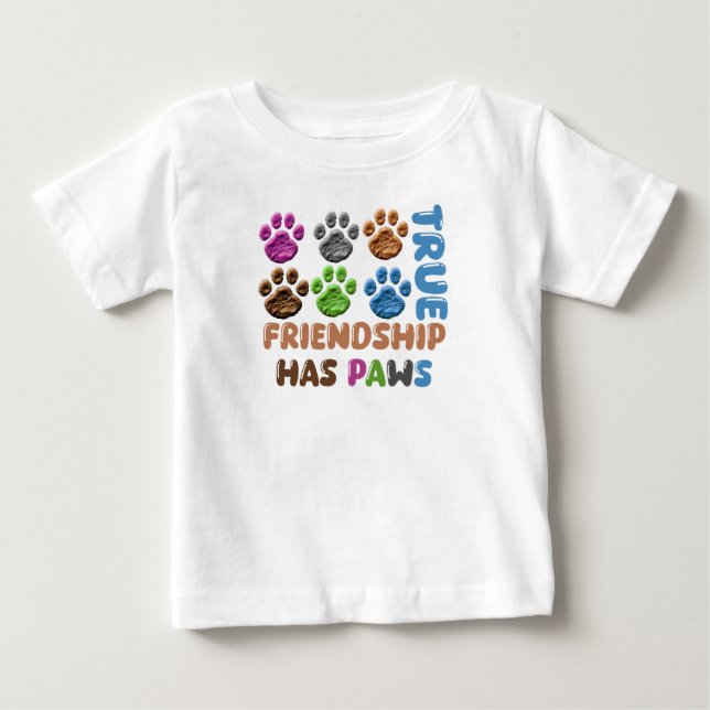 T-shirt Pour Bébé La véritable amitié a des pattes (Devant)