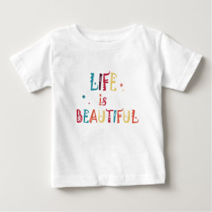T-shirt Pour Bébé la vie de texte coloré est belle et les étoiles