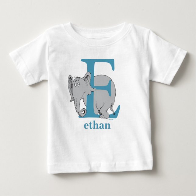 T-shirt Pour Bébé L'ABC de Dr Seuss : Lettre E - Bleu | Ajoutez votr (Devant)
