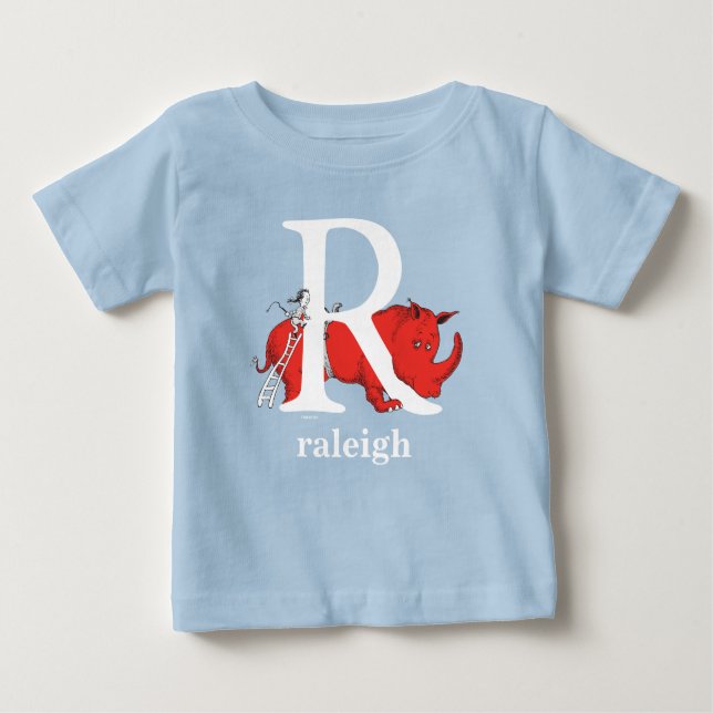 T-shirt Pour Bébé L'ABC de Dr Seuss : Lettre R - Blanc | Ajoutez vot (Devant)