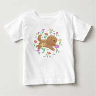 T-shirt Pour Bébé Labradoodle avec fleurs Illustration