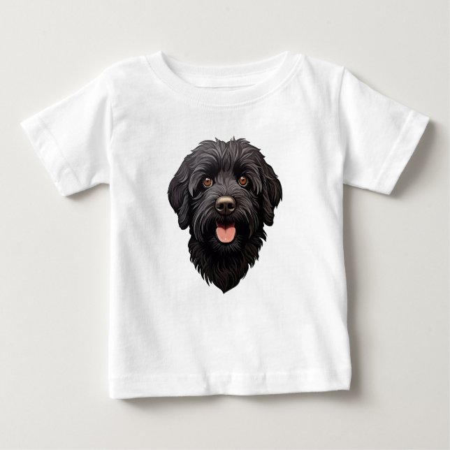 T-shirt Pour Bébé Labradoodle Chien noir (Devant)