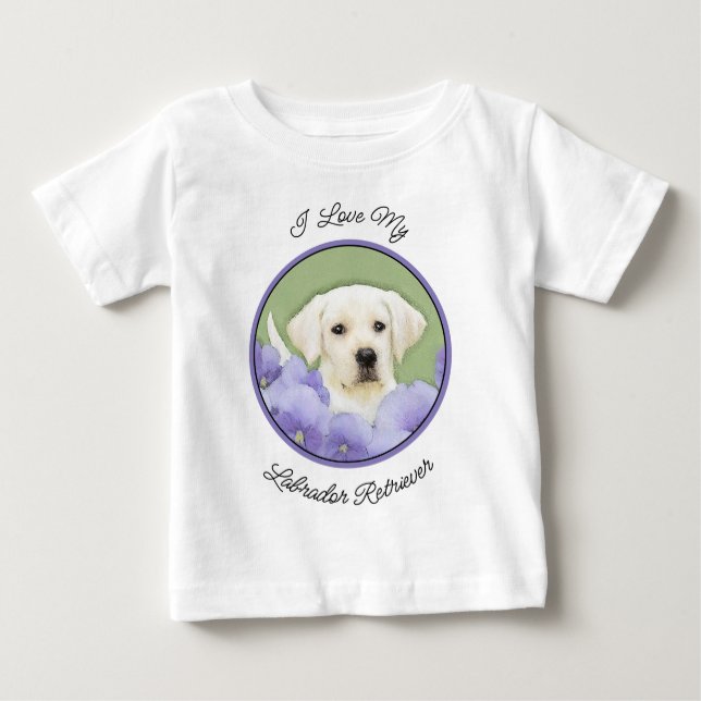 T-shirt Pour Bébé Labrador Retriever Puppy Painting Original Chien A (Devant)