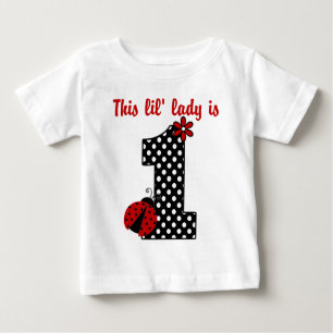 T-shirt Pour Bébé "Ladybug First Birthday" MONOGRAM RUFFLE TEL