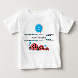 T-shirt Pour Bébé Ladybugs ajouter nom noir et bleu